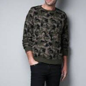 ZARA MAN CAMO WAFFLE KNIT LONGSLEEVE